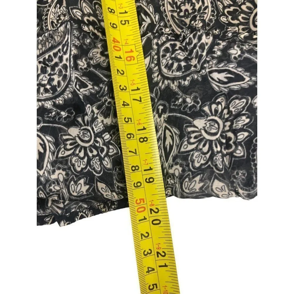 Boden Womens Swing Top UK 14 US 10 Black Paisley Ruffled Cottagecore T1231 NWT